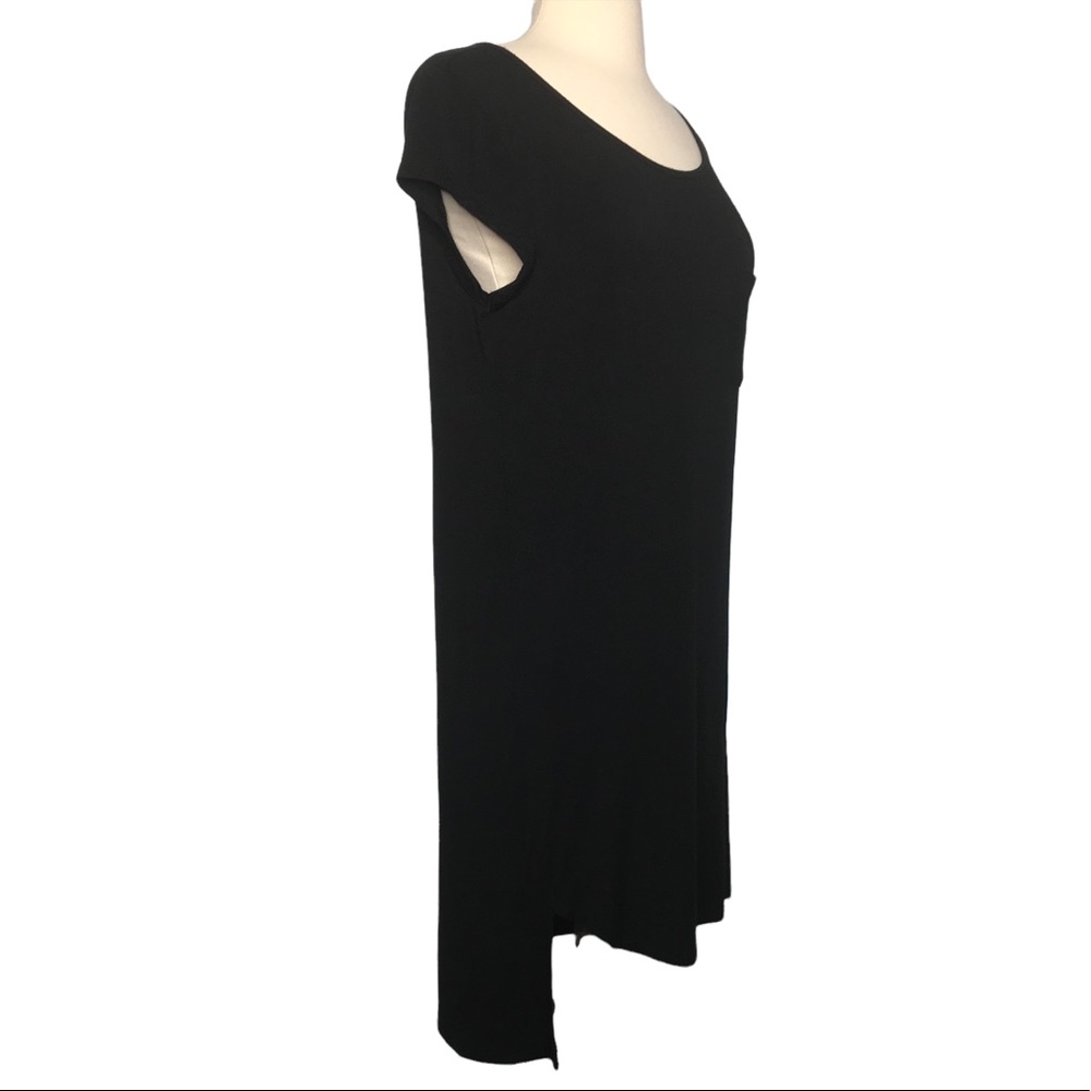 Nicole Miller Black Shift Dress LBD Witchy Asymmetric Minimalist Beach Travel M